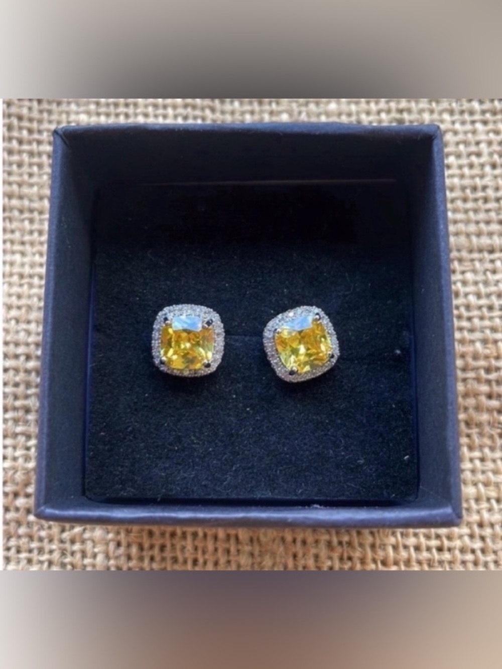 Canary Yellow CZ Earrings Sterling New Bling Sparkles Halo New